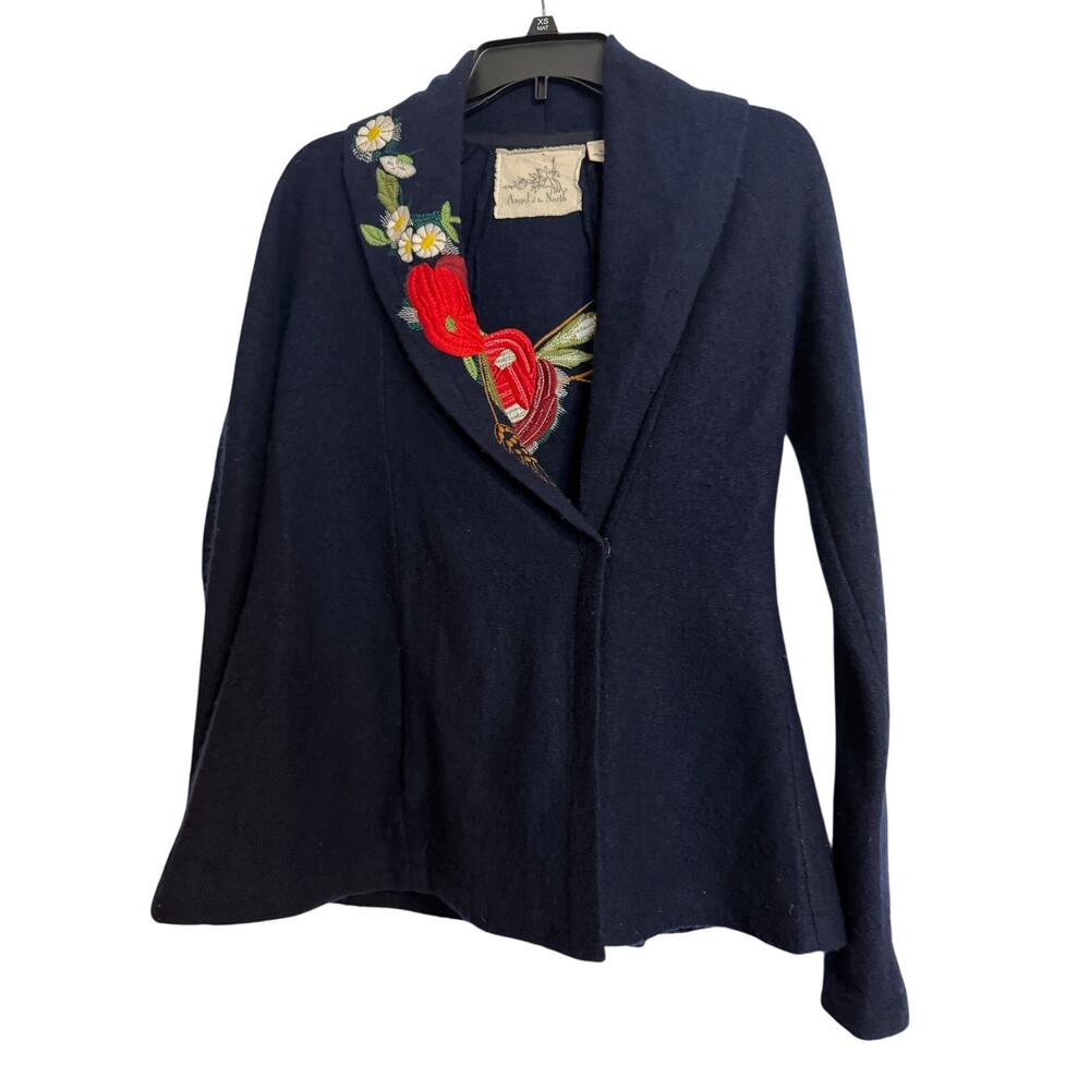 Anthropologie Winter Harvest Boiled Wool Embroidered Jacket XS